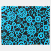 Ecosysteem - Sky Blue op Black Fleece Deken (Voorkant (Horizontaal))