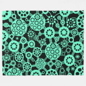 Ecosysteem - Turquoise op Black Fleece Deken (Voorkant (Horizontaal))