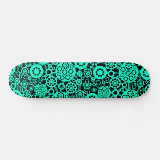 Ecosysteem - Turquoise op Black Skateboard (Horizontaal)