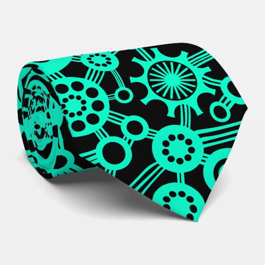 Ecosysteem - Turquoise op Black Stropdas (Opgerold)