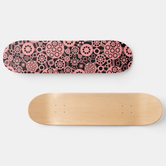 Ecosysteem - Zachte roze op zwart Persoonlijk Skateboard (Horizontaal)