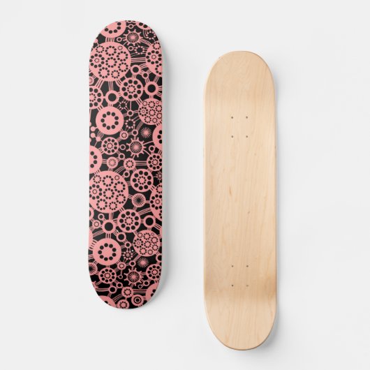 Ecosysteem - Zachte roze op zwart Persoonlijk Skateboard (Voorkant)