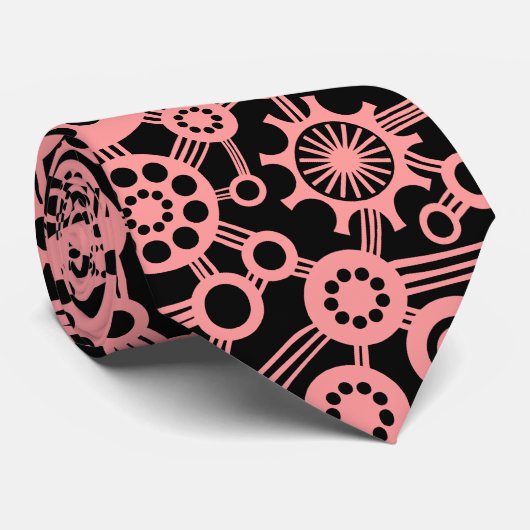 Ecosysteem - Zachte roze op zwart Stropdas (Opgerold)