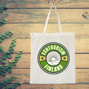 Ecotoerisme in Finland Groen Langzaam Reizen Logo Tote Bag