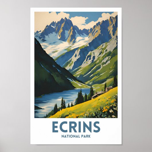 Ecrins National Park Minimal Travel Poster (Voorkant)