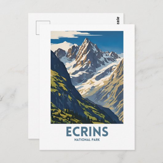 Ecrins National Park  Minimal Travel Poster Briefkaart (Voorkant / Achterkant)