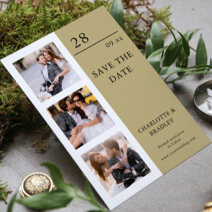 Ecru 4 Foto Modern Minimalistische Huwelijkskaart Save The Date