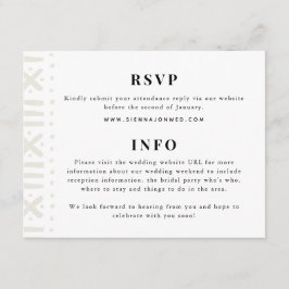 Ecru Boho Mudcloth Border Bruiloft Informatiekaartje