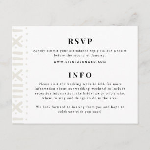 Ecru Boho Mudcloth Border Bruiloft Informatiekaartje