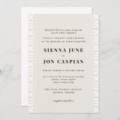 Ecru Boho Mudcloth Border Bruiloft Kaart (Voorkant / Achterkant)