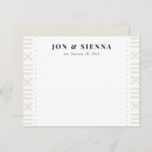 Ecru Boho Mudcloth Border Couple's Stationery Informatiekaartje (Voorkant / Achterkant)