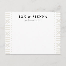 Ecru Boho Mudcloth Border Couple's Stationery Informatiekaartje