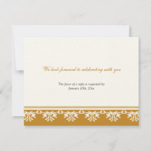 Ecru brown filigree border bruiloft rsvp response kaart