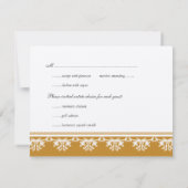 Ecru bruine filigrain rand bruiloft rsvp reactie kaart (Achterkant)