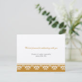 Ecru bruine filigrain rand bruiloft rsvp reactie kaart (Staand voorkant)