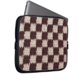 Ecru Checker Artisan gehaakte print elektronica ta Laptop Sleeve (Voorkant Rechts)
