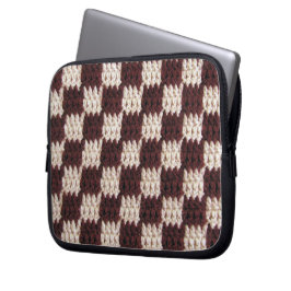Ecru Checker Artisan gehaakte print elektronica ta Laptop Sleeve