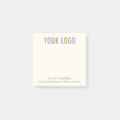 Ecru Cream Aangepast Zakelijk Logo Van het Bureaub Post-it® Notes (Voorkant)