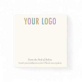 Ecru Cream Aangepast Zakelijk Logo Van het Bureaub Post-it® Notes