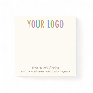 Ecru Cream Aangepast Zakelijk Logo Van het Bureaub Post-it® Notes