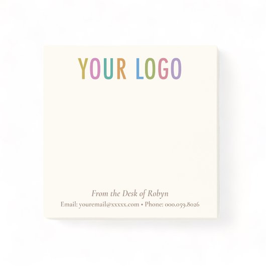 Ecru Cream Aangepast Zakelijk Logo Van het Bureaub Post-it® Notes