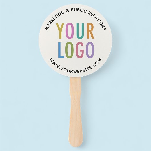Ecru Custom Paper Fans op een Stick met Logo Round Handwaaier