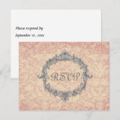 Ecru Damask RSVP Wedding Response V02D Uitnodiging Briefkaart (Voorkant / Achterkant)