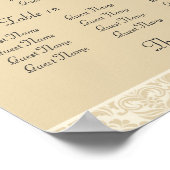 Ecru Damask Wedding Reception Sezing Chart Poster (Hoek)