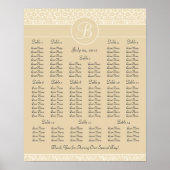 Ecru Damask Wedding Reception Sezing Chart Poster (Voorkant)