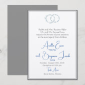 Ecru Double Charcoal Border Jewish Weddenskaarten Kaart (Voorkant / Achterkant)