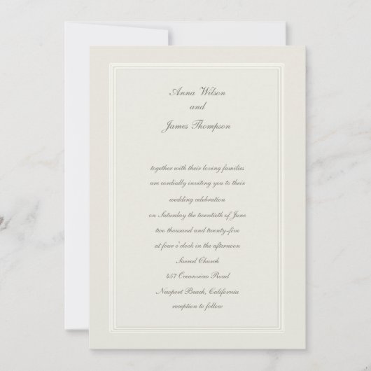 Ecru Dreams Simple Elegant Traditional Wedding Kaart (Voorkant)