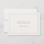 Ecru Drievoudig Formeel Elegant Modern Klassiek Tr Bedankkaart (Achterkant)