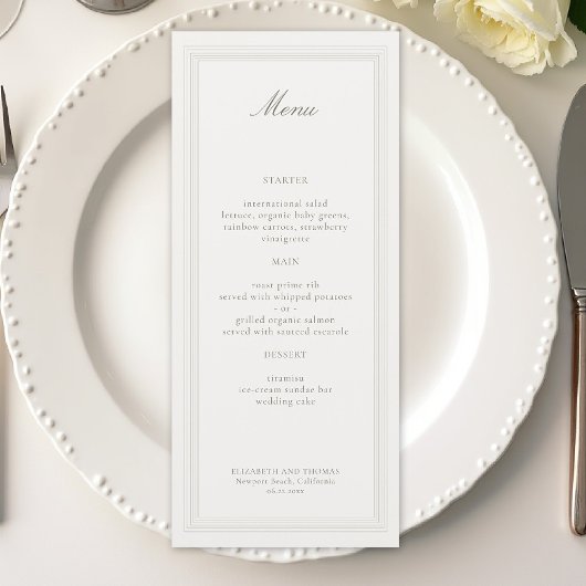 Ecru Drievoudig Formeel Elegant Modern Klassiek Tr Menu