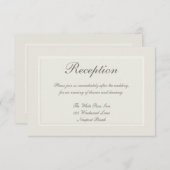 Ecru droomt Formele Traditionele Receptie Bruiloft Informatiekaartje (Voorkant / Achterkant)