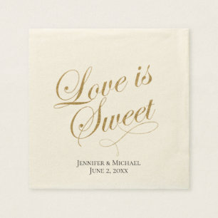 Ecru en Gold Liefde is zoet Servet