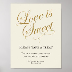Ecru en Gold, Love is Sweet, neem een Treat Favor Poster