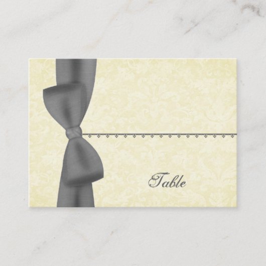 Ecru en Grey Bow Place Card - Huwelijksfeest Plaatskaartje (Voorkant)