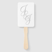 Ecru en Gris monogram Script Hand Fan Handwaaier (Voorkant)