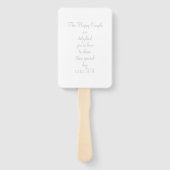 Ecru en Gris monogram Script Hand Fan Handwaaier (Achterkant)