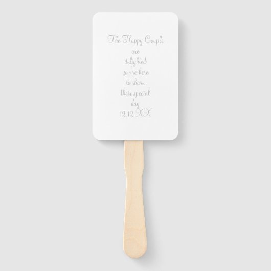 Ecru en Gris monogram Script Hand Fan Handwaaier (Achterkant)