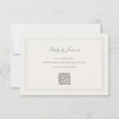 Ecru Formal Romance Modern Classic Triple Wedding RSVP Kaartje (Voorkant)