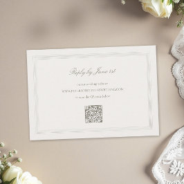 Ecru Formal Romance Modern Classic Triple Wedding RSVP Kaartje