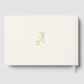 Ecru/Gold Floral Monogram Calligraphy Wedding Gastenboek (Achterkant)