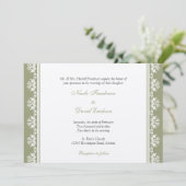 Ecru groene filigree met aangepast grenshuwelijk kaart (Staand voorkant)