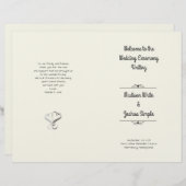 Ecru Hearts Folded Wedding Program Sjabloon (Voorkant / Achterkant)
