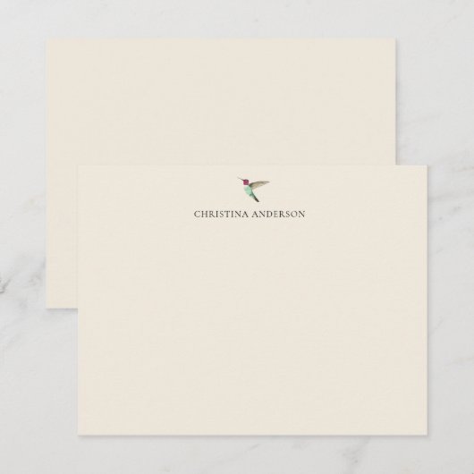 Ecru Hummingbird Notitiekaartje (Voorkant / Achterkant)