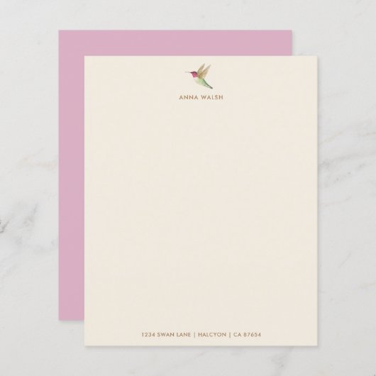 Ecru Hummingbird Stationery Paper (Voorkant / Achterkant)