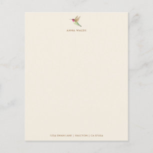 Ecru Hummingbird Stationery Paper