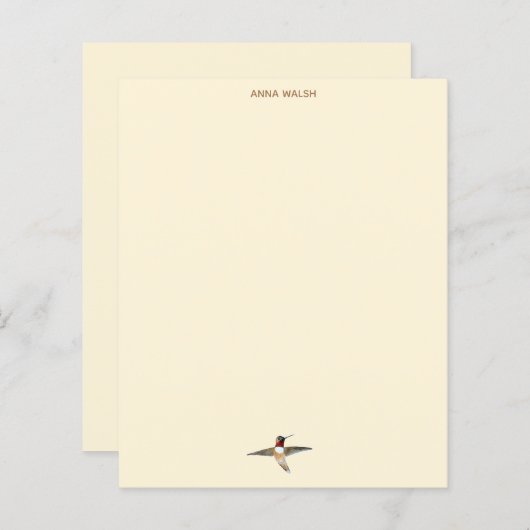 Ecru Hummingbird Stationery Paper (Voorkant / Achterkant)