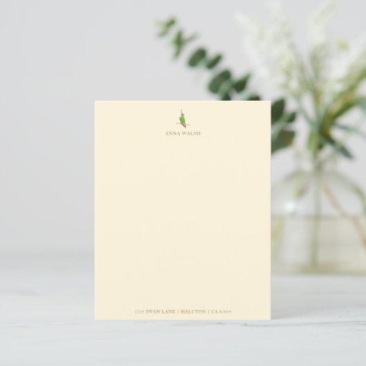 Ecru Hummingbird Stationery Paper (Staand voorkant)